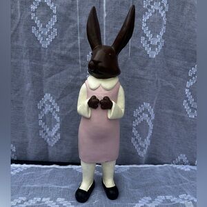 Charming Rabbit Figurine in Pink Dress